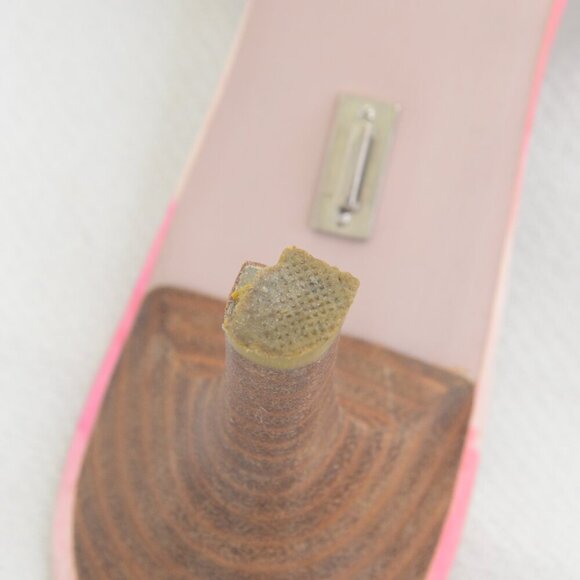 Vintage Y2K Pink Heeled Mules Buckle Sz 7.5 - Picture 9 of 9